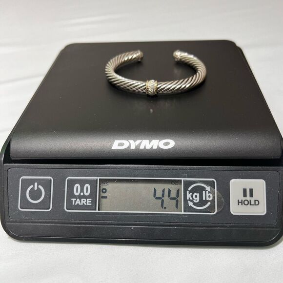 David Yurman 925 Sterling Silver 750 (18K) Yellow Gold Twist Cable Cuff Bracelet - Picture 15 of 15